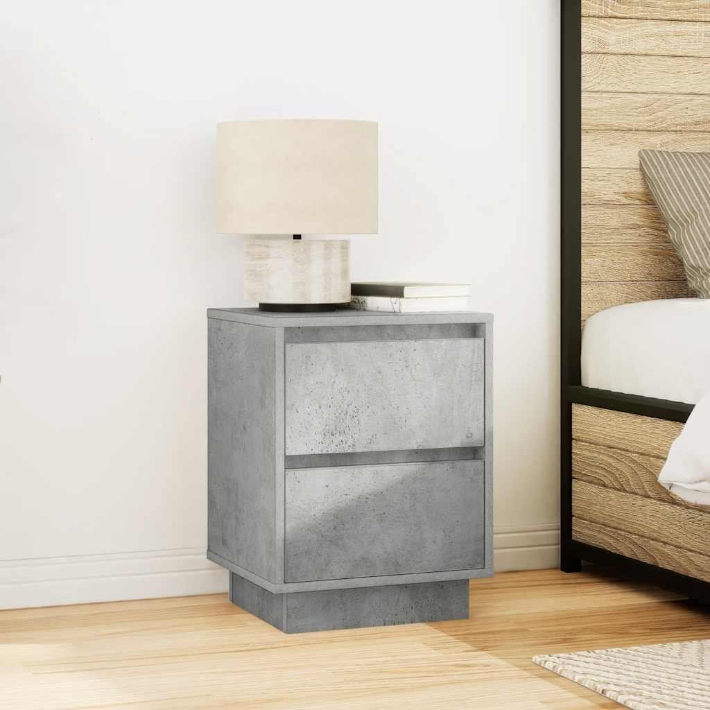 vidaXL Bedside Cabinets with LED Lights 2 pcs Concrete Grey 38x34x50 cm