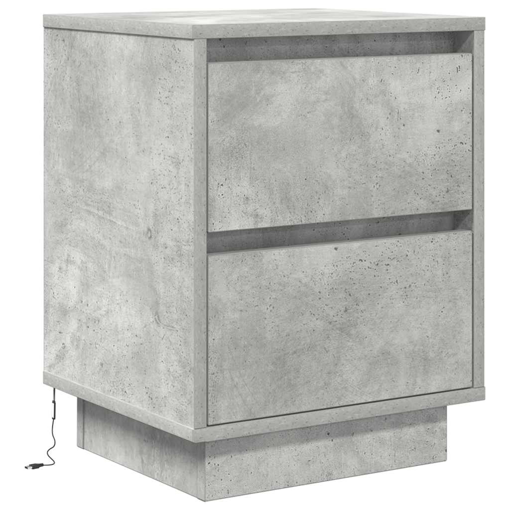 vidaXL Bedside Cabinets with LED Lights 2 pcs Concrete Grey 38x34x50 cm