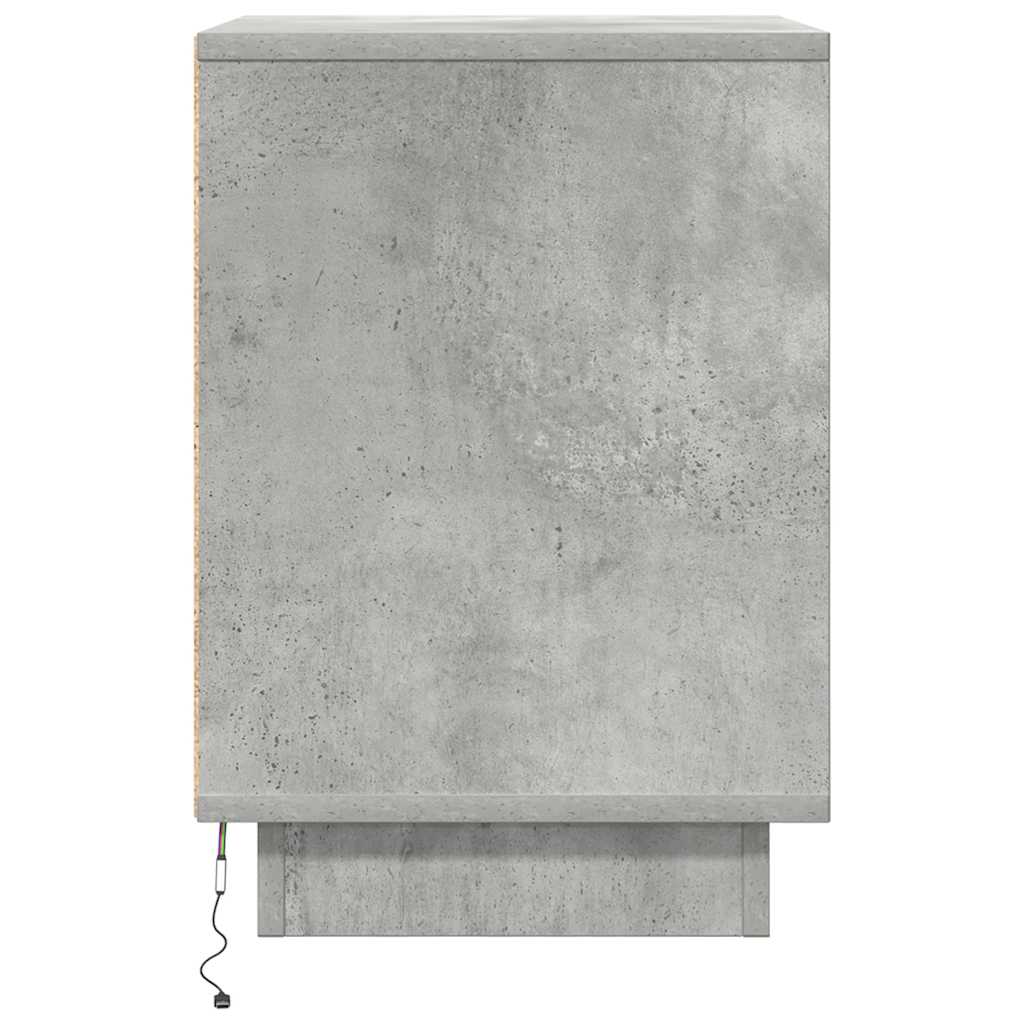 vidaXL Bedside Cabinets with LED Lights 2 pcs Concrete Grey 38x34x50 cm