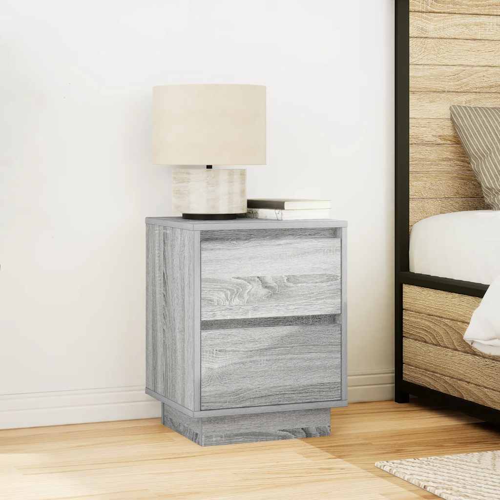 vidaXL Bedside Cabinets with LED Lights 2 pcs Grey Sonoma 38x34x50 cm