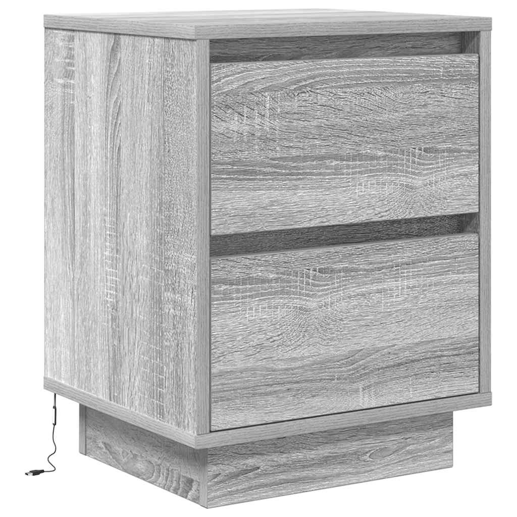 Bedside Cabinets with LED Lights 2 pcs Grey Sonoma 38x34x50 cm