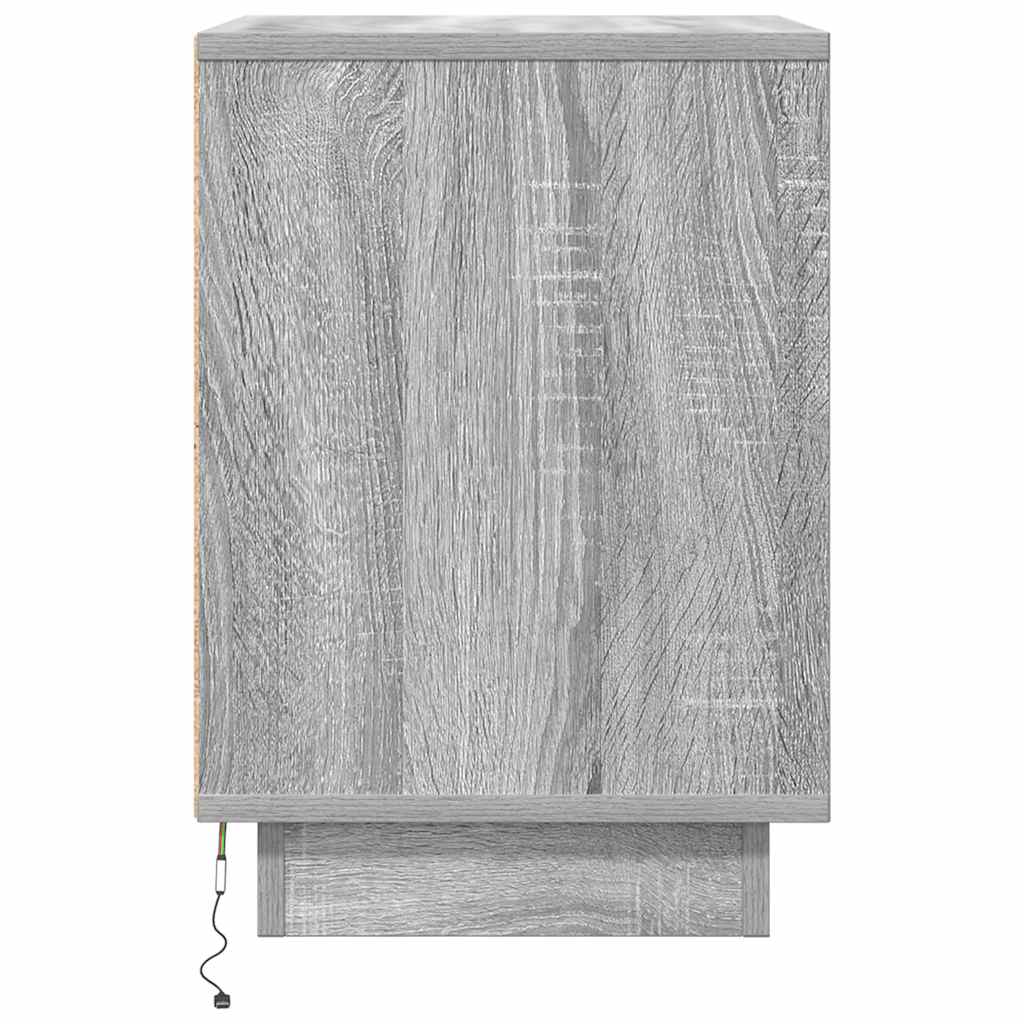 Bedside Cabinets with LED Lights 2 pcs Grey Sonoma 38x34x50 cm
