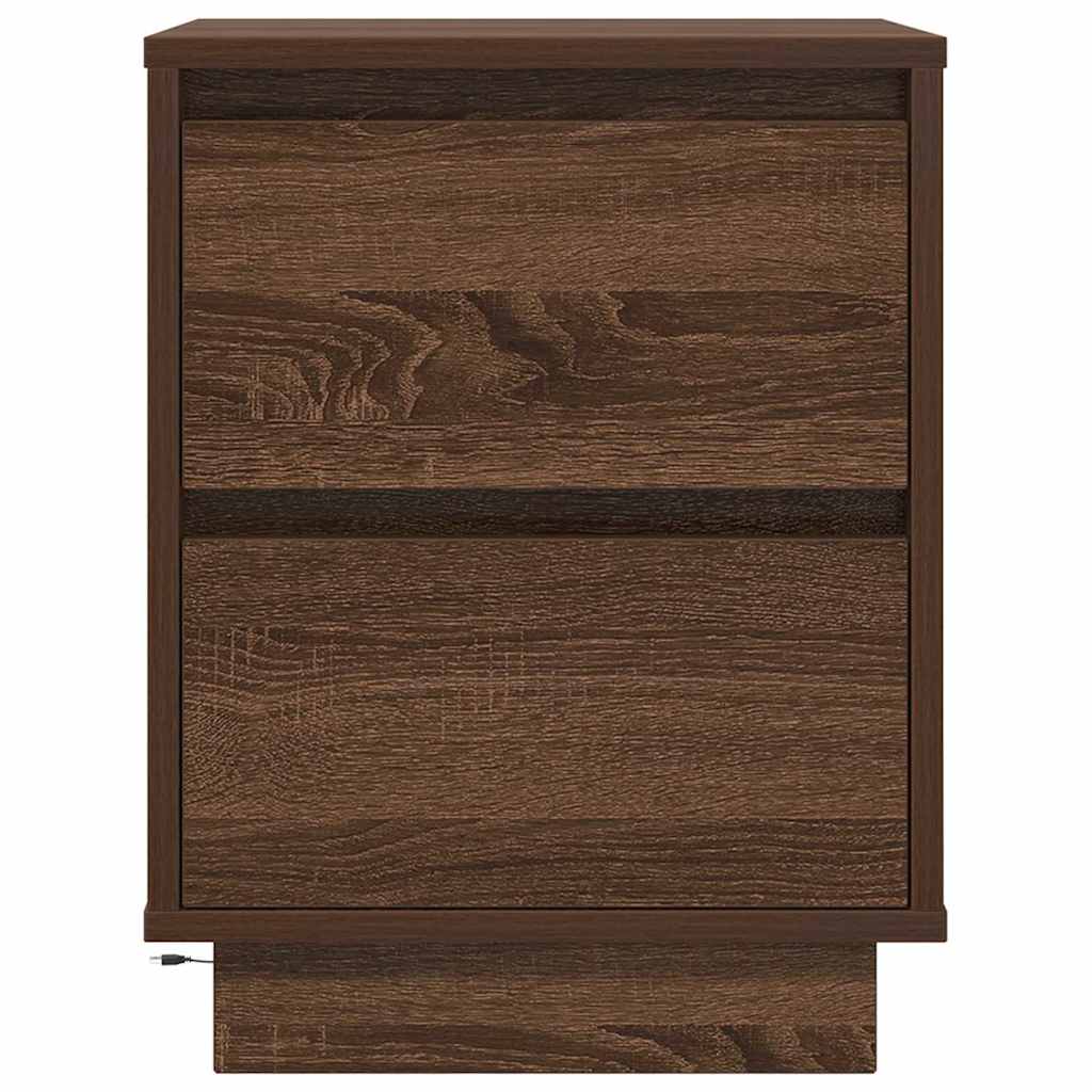 vidaXL Bedside Cabinets with LED Lights 2 pcs Brown Oak 38x34x50 cm