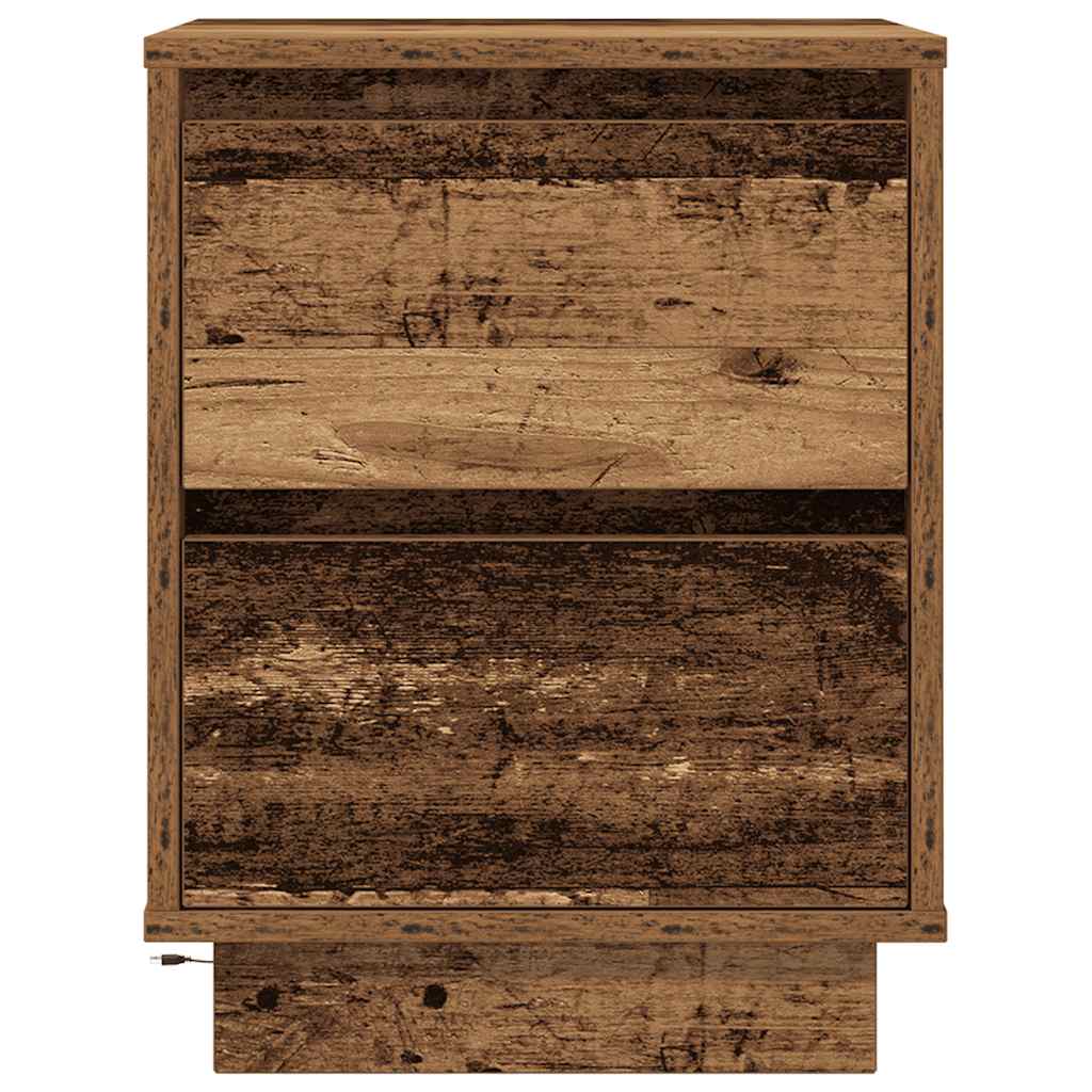 Bedside Cabinets with LED Lights 2 pcs Old Wood 38x34x50 cm
