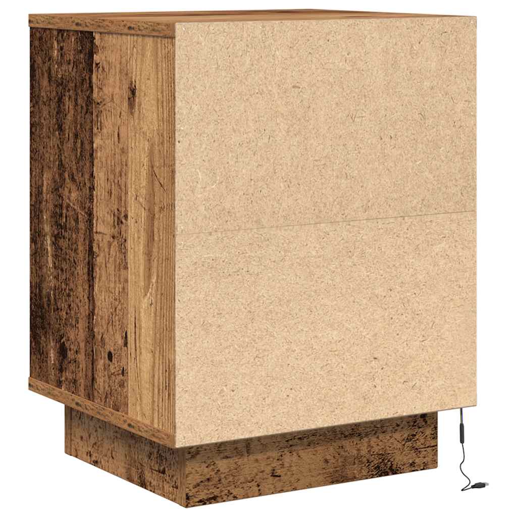 Bedside Cabinets with LED Lights 2 pcs Old Wood 38x34x50 cm
