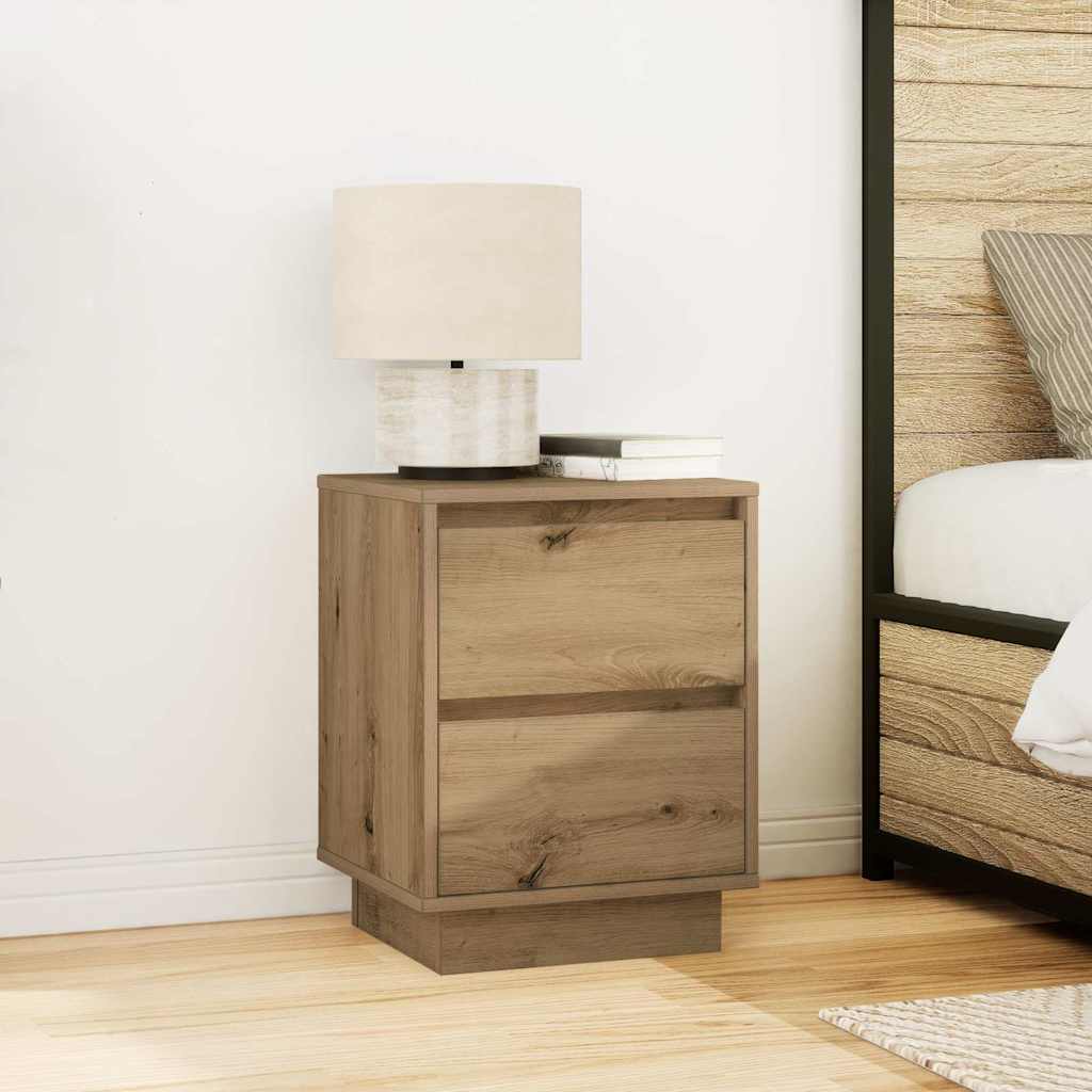 vidaXL Bedside Cabinets with LED Lights 2 pcs Artisan Oak 38x34x50 cm