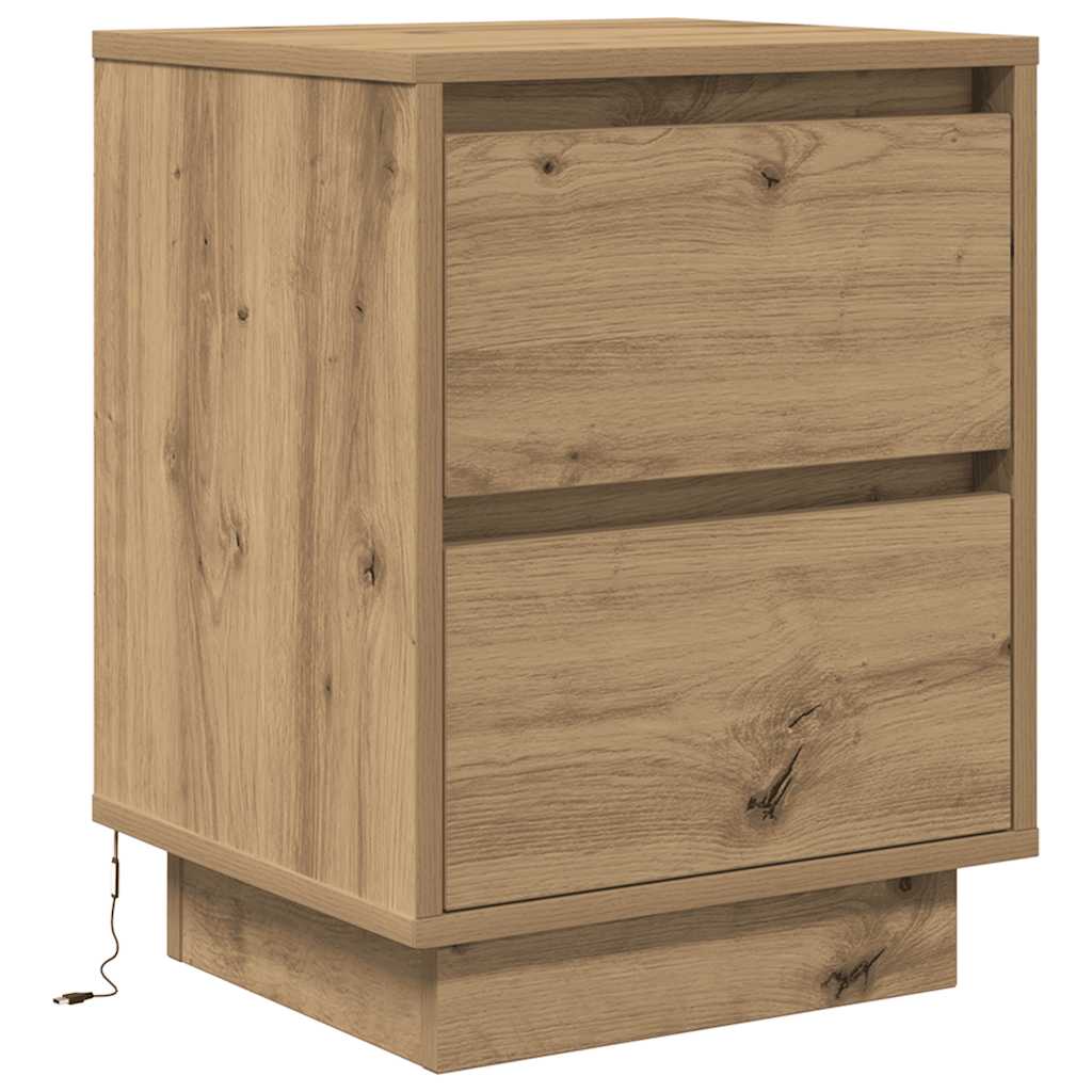 vidaXL Bedside Cabinets with LED Lights 2 pcs Artisan Oak 38x34x50 cm