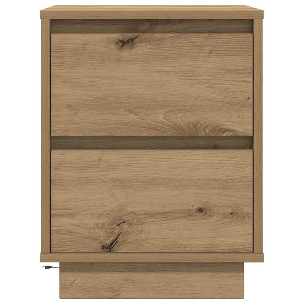 vidaXL Bedside Cabinets with LED Lights 2 pcs Artisan Oak 38x34x50 cm