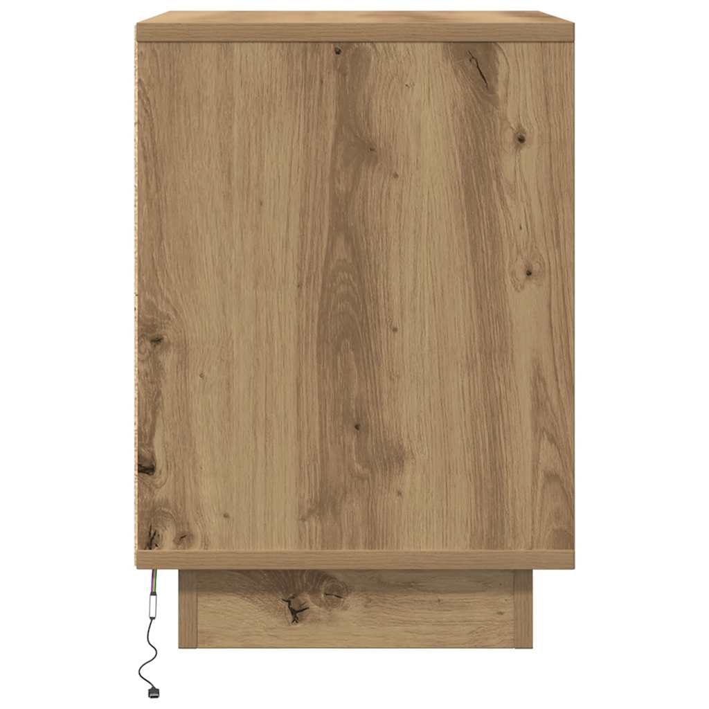 vidaXL Bedside Cabinets with LED Lights 2 pcs Artisan Oak 38x34x50 cm