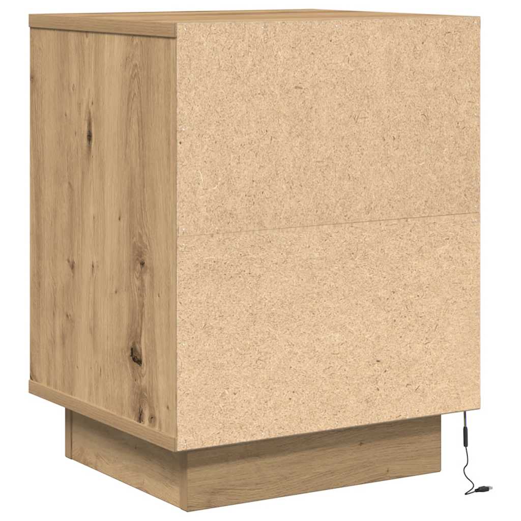 vidaXL Bedside Cabinets with LED Lights 2 pcs Artisan Oak 38x34x50 cm