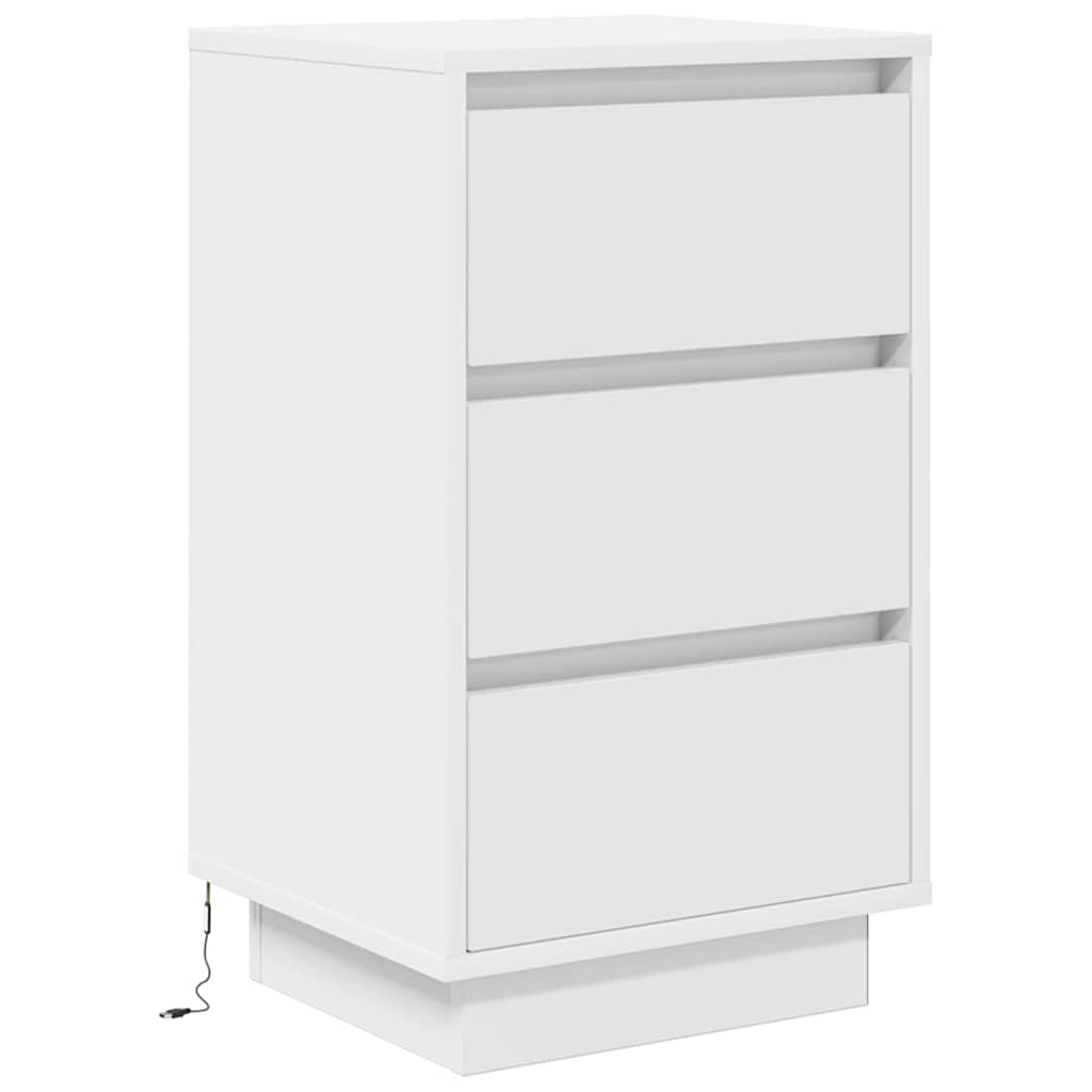 vidaXL Bedside Cabinet with LED Lights White 38x34x65 cm