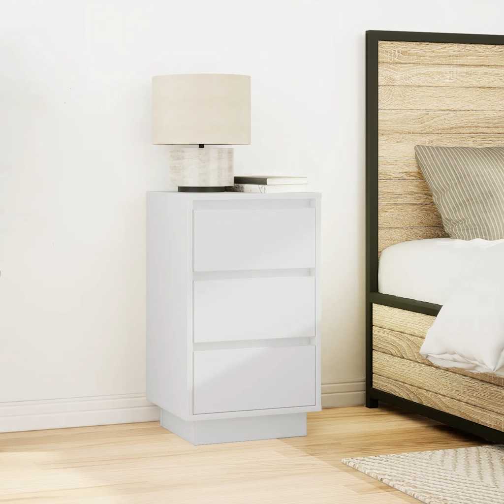 vidaXL Bedside Cabinet with LED Lights White 38x34x65 cm