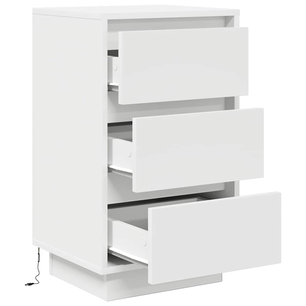 vidaXL Bedside Cabinet with LED Lights White 38x34x65 cm