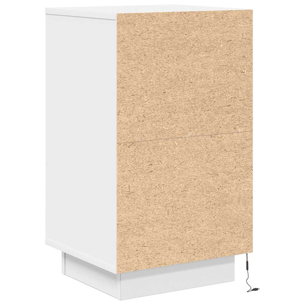 vidaXL Bedside Cabinet with LED Lights White 38x34x65 cm