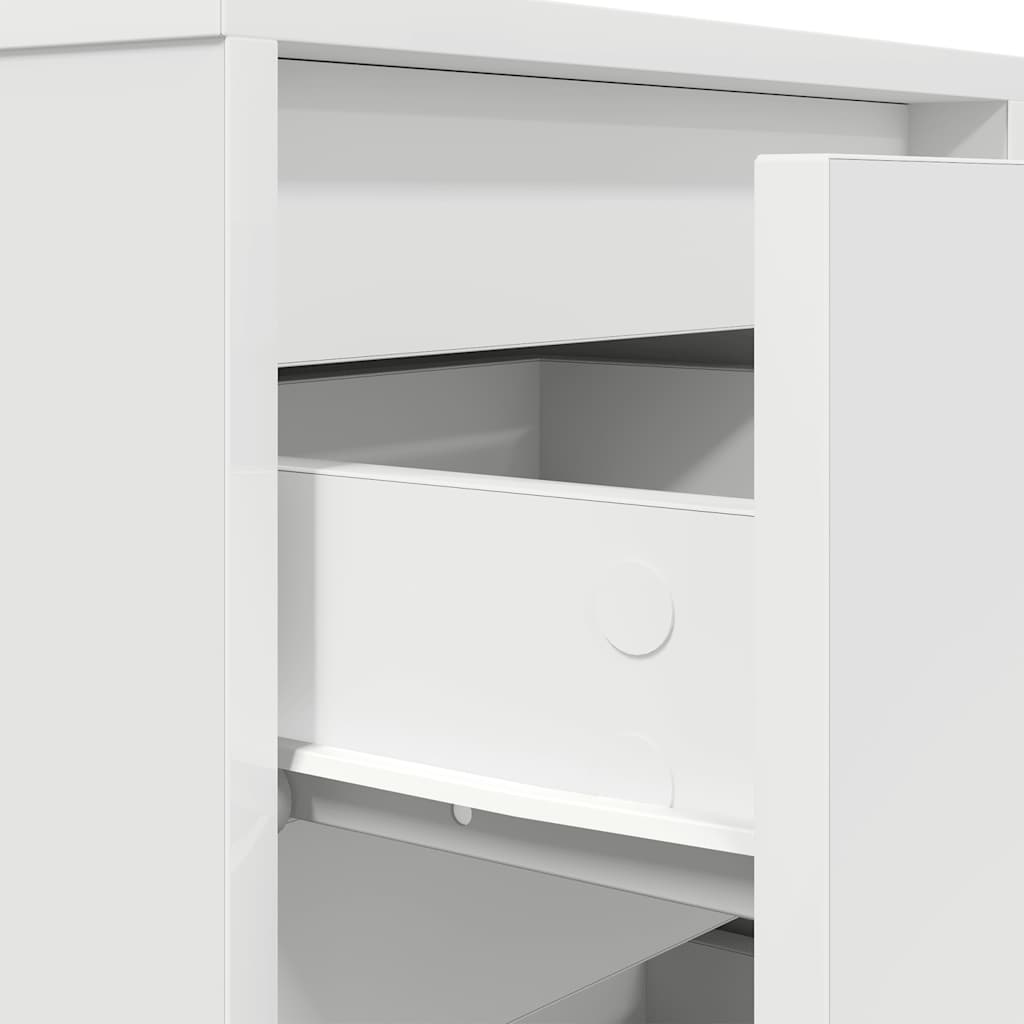 vidaXL Bedside Cabinet with LED Lights White 38x34x65 cm