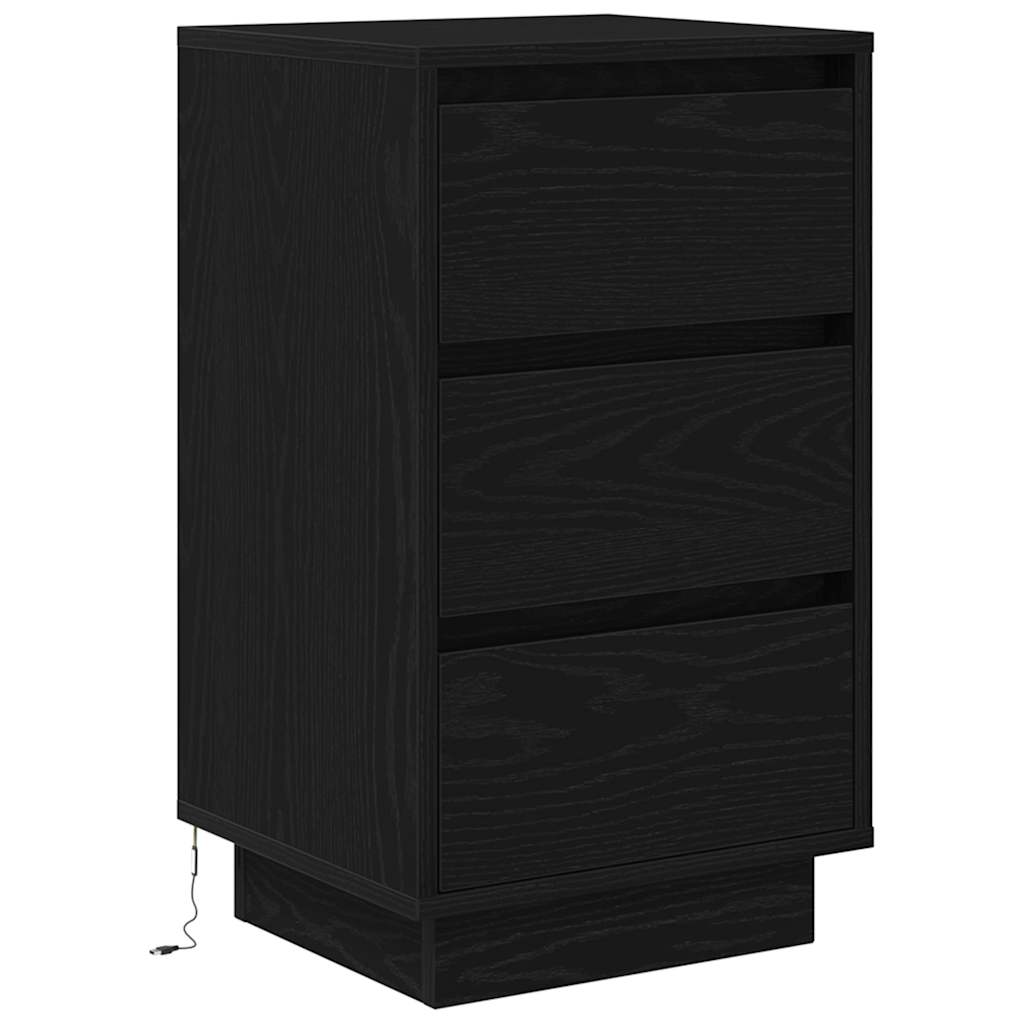 vidaXL Bedside Cabinet with LED Lights Black 38x34x65 cm