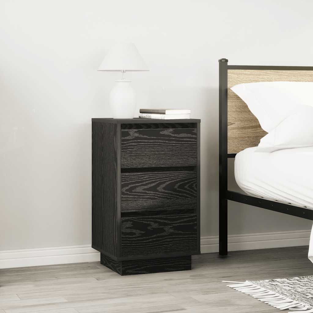 vidaXL Bedside Cabinet with LED Lights Black 38x34x65 cm