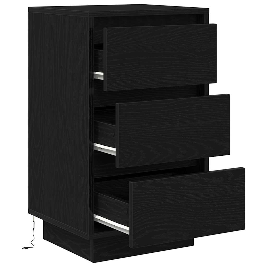 vidaXL Bedside Cabinet with LED Lights Black 38x34x65 cm