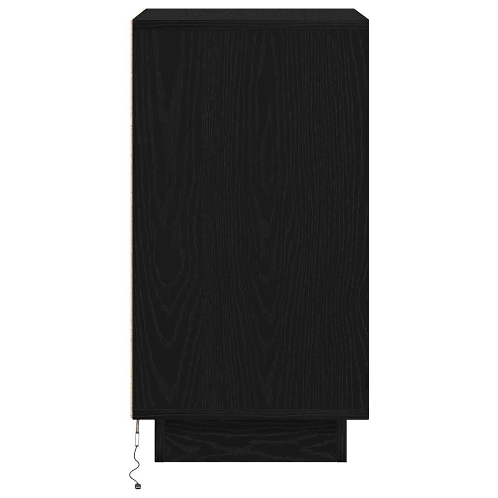 vidaXL Bedside Cabinet with LED Lights Black 38x34x65 cm