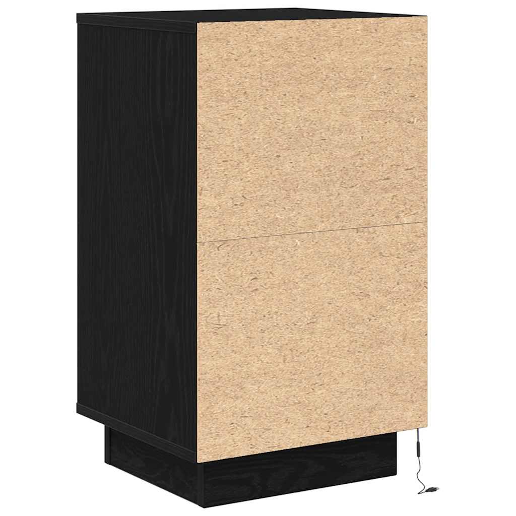 vidaXL Bedside Cabinet with LED Lights Black 38x34x65 cm