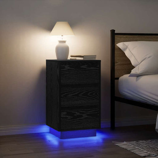 vidaXL Bedside Cabinet with LED Lights Black 38x34x65 cm