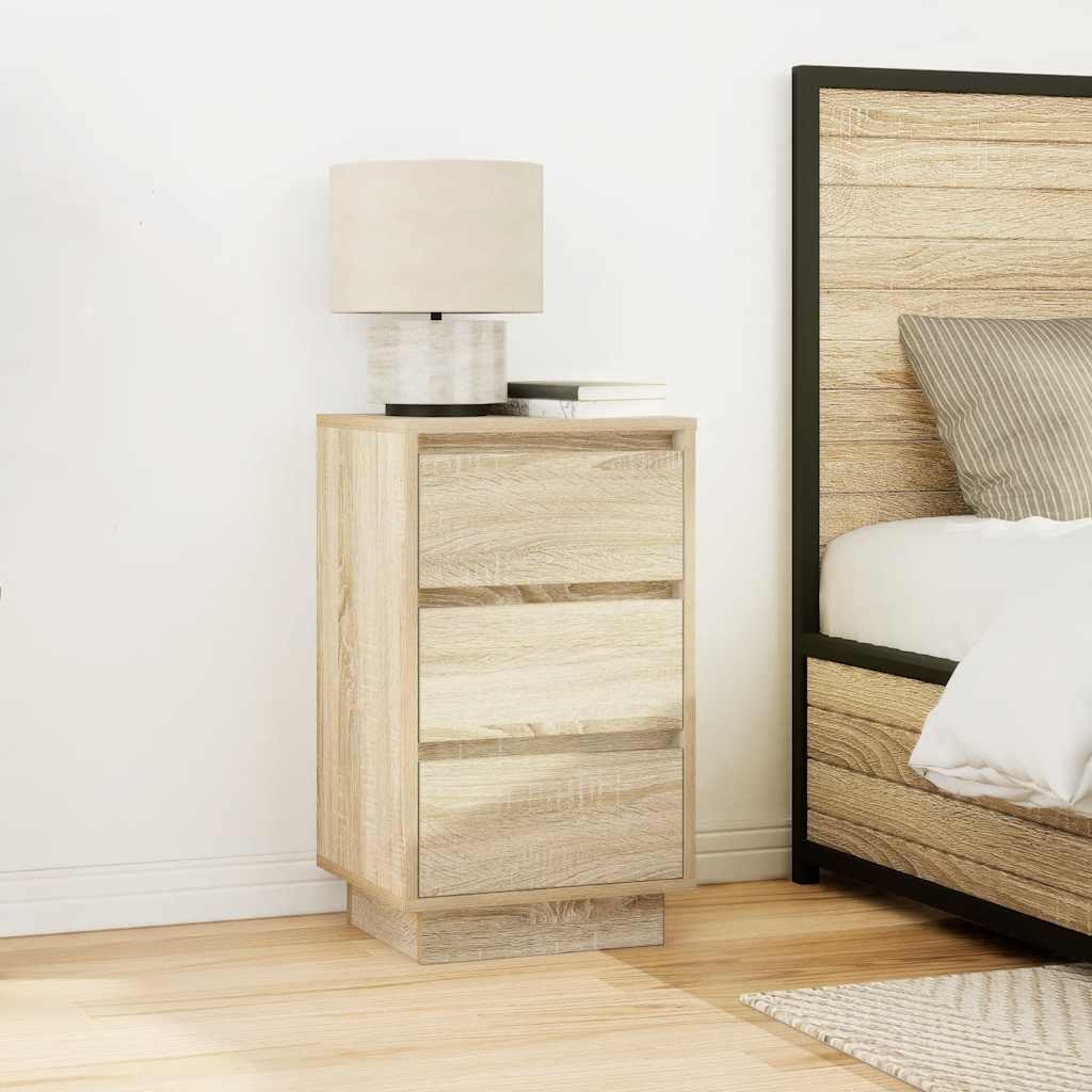 vidaXL Bedside Cabinet with LED Lights Sonoma Oak 38x34x65 cm