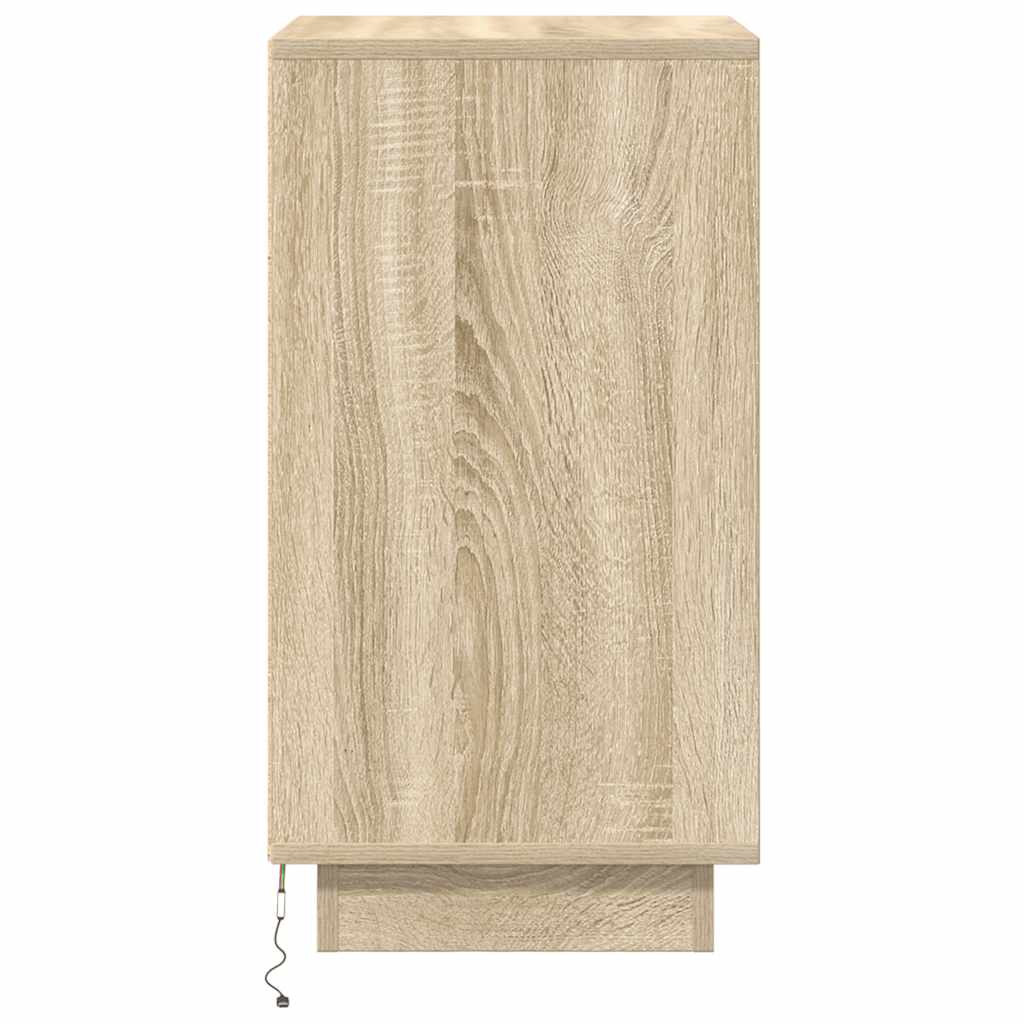 vidaXL Bedside Cabinet with LED Lights Sonoma Oak 38x34x65 cm