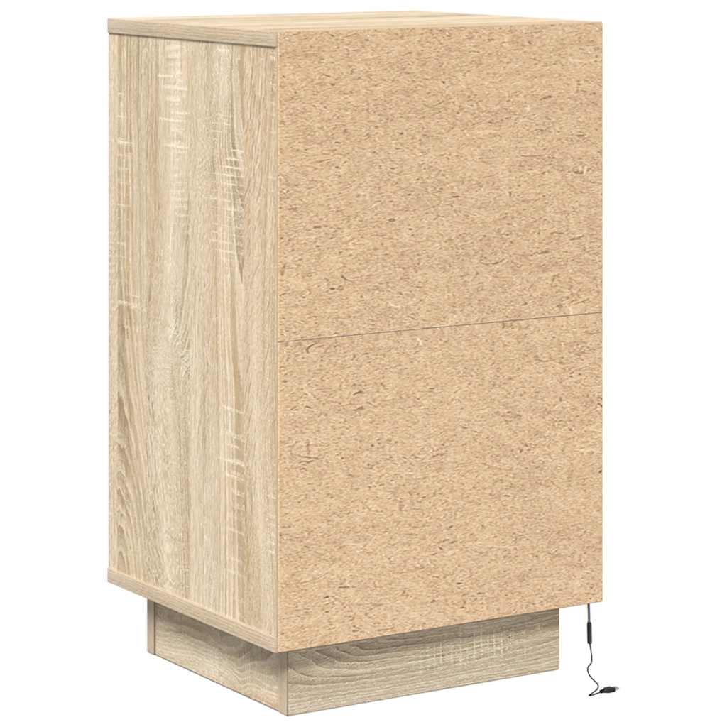 vidaXL Bedside Cabinet with LED Lights Sonoma Oak 38x34x65 cm