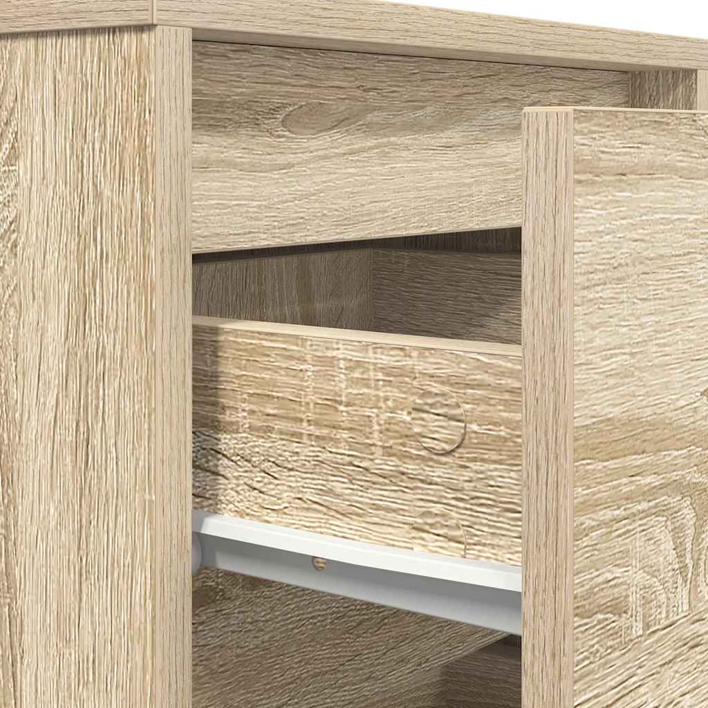 vidaXL Bedside Cabinet with LED Lights Sonoma Oak 38x34x65 cm