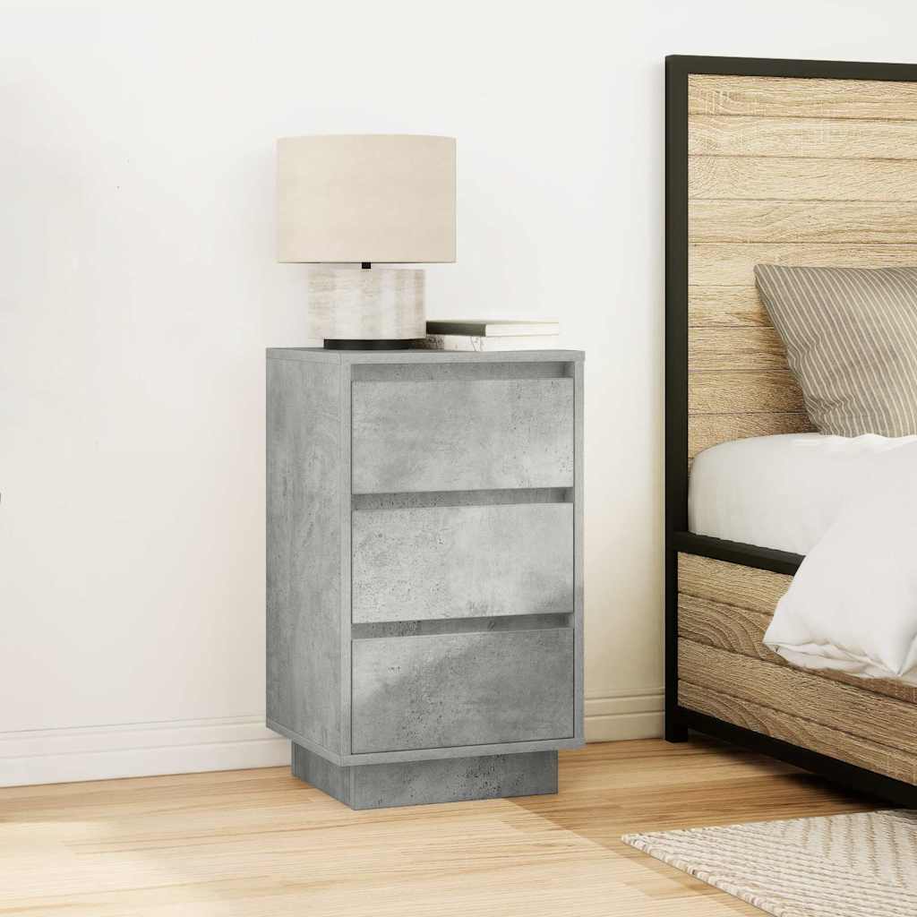 Bedside Cabinet with LED Lights Concrete Grey 38x34x65 cm