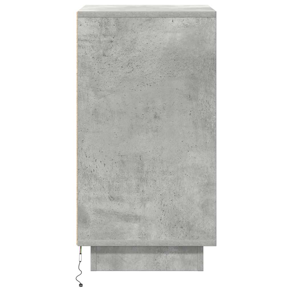 vidaXL Bedside Cabinet with LED Lights Concrete Grey 38x34x65 cm