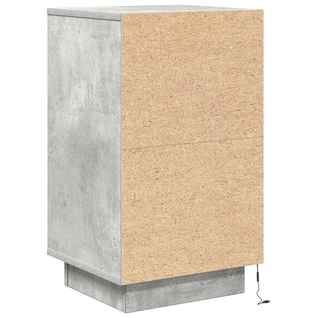 vidaXL Bedside Cabinet with LED Lights Concrete Grey 38x34x65 cm