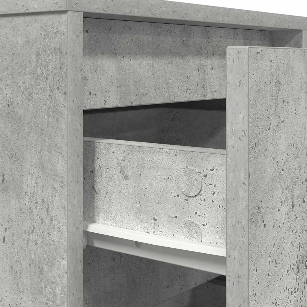 vidaXL Bedside Cabinet with LED Lights Concrete Grey 38x34x65 cm