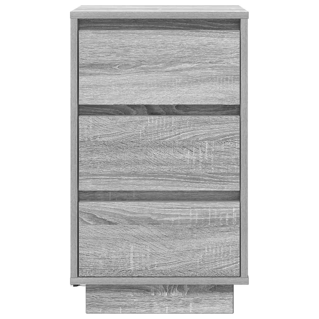 vidaXL Bedside Cabinet with LED Lights Grey Sonoma 38x34x65 cm