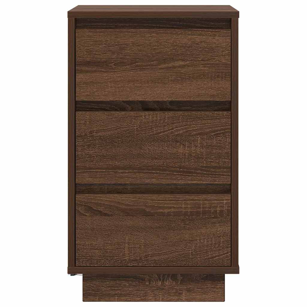 vidaXL Bedside Cabinet with LED Lights Brown Oak 38x34x65 cm