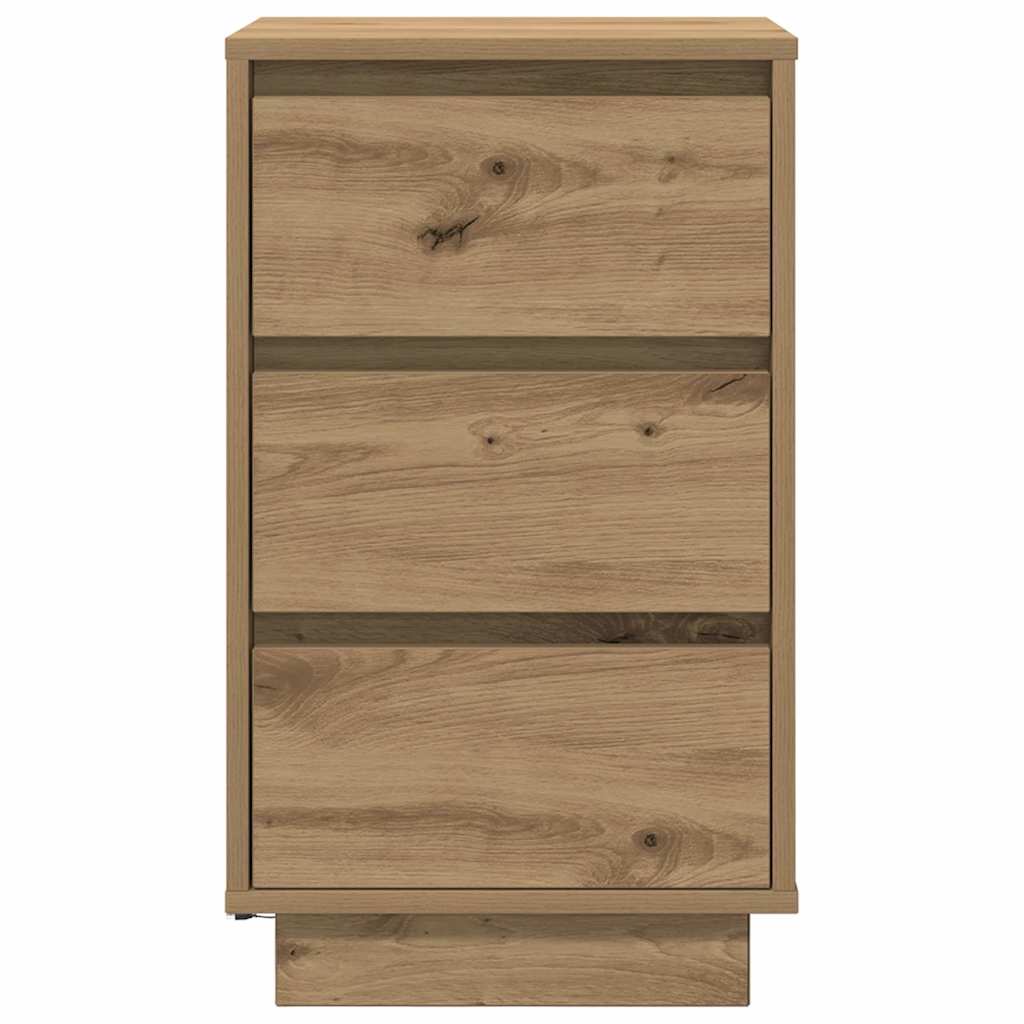 vidaXL Bedside Cabinet with LED Lights Artisan Oak 38x34x65 cm