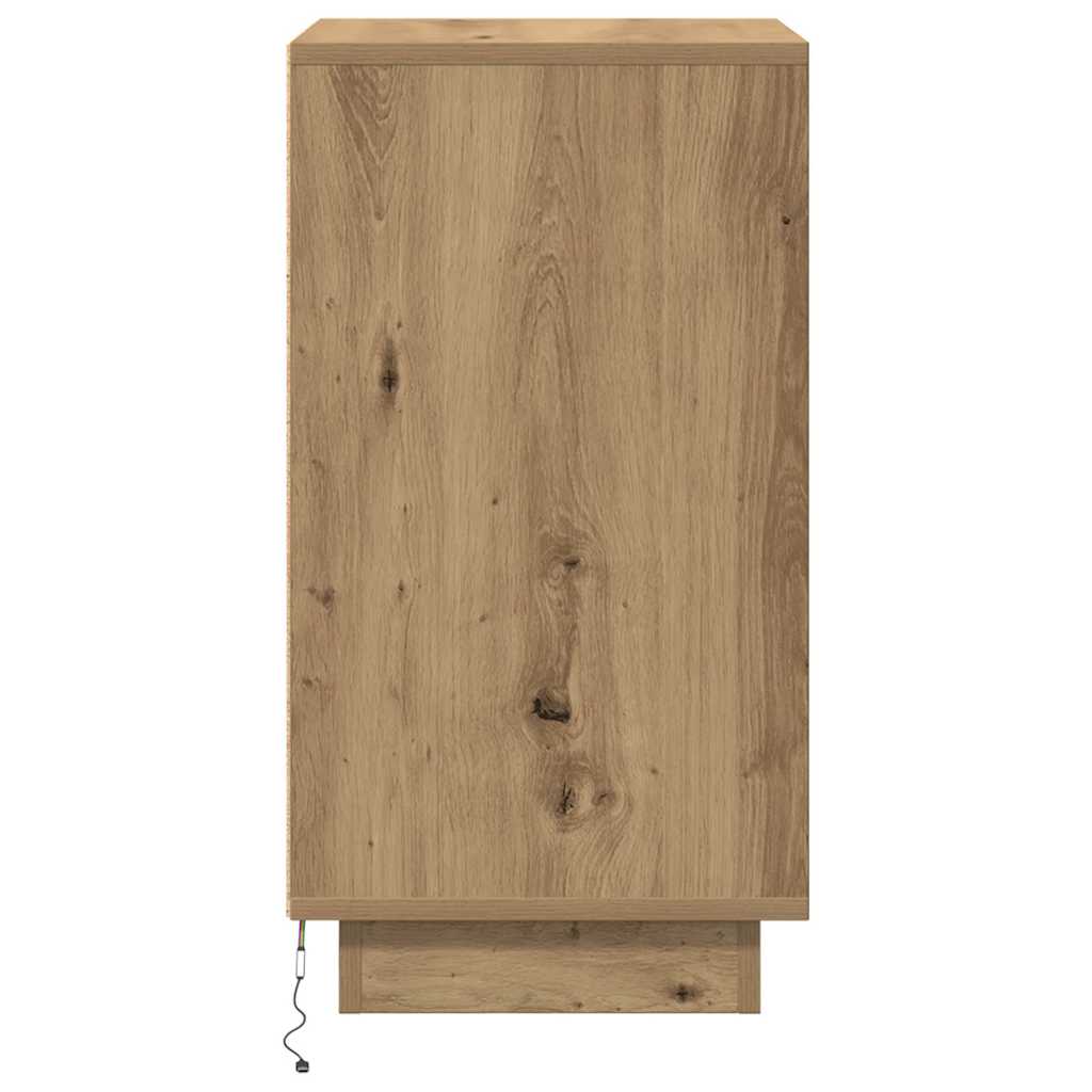 Bedside Cabinet with LED Lights Artisan Oak 38x34x65 cm