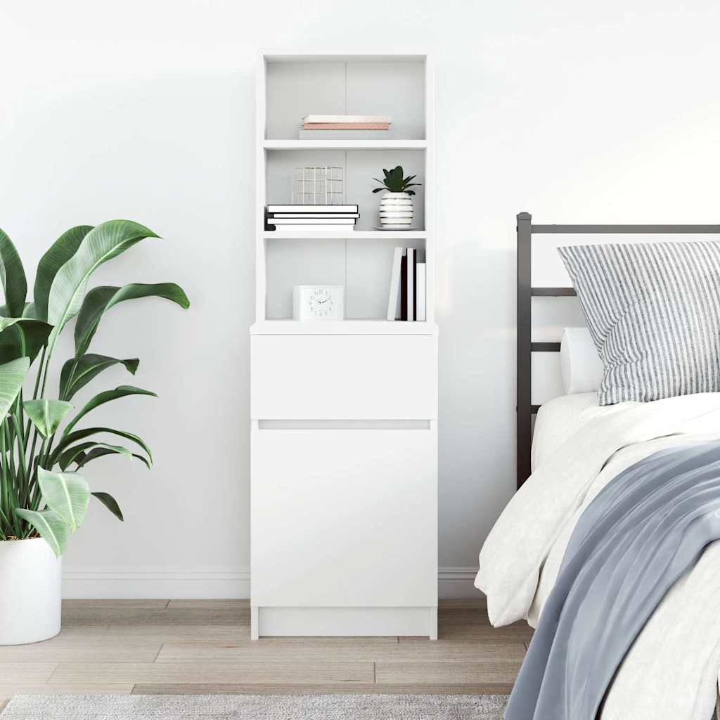 Bedside Cabinet White 39x35x125 cm Engineered Wood