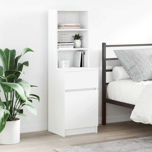 vidaXL Bedside Cabinet White 39x35x125 cm Engineered Wood