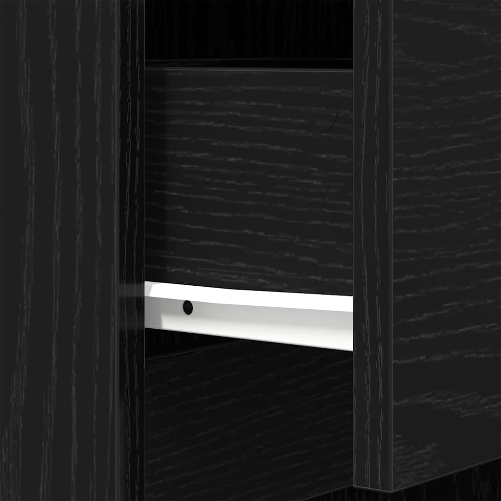 Bedside Cabinet Black 39x35x125 cm Engineered Wood