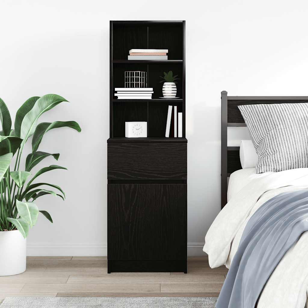 Bedside Cabinet Black 39x35x125 cm Engineered Wood