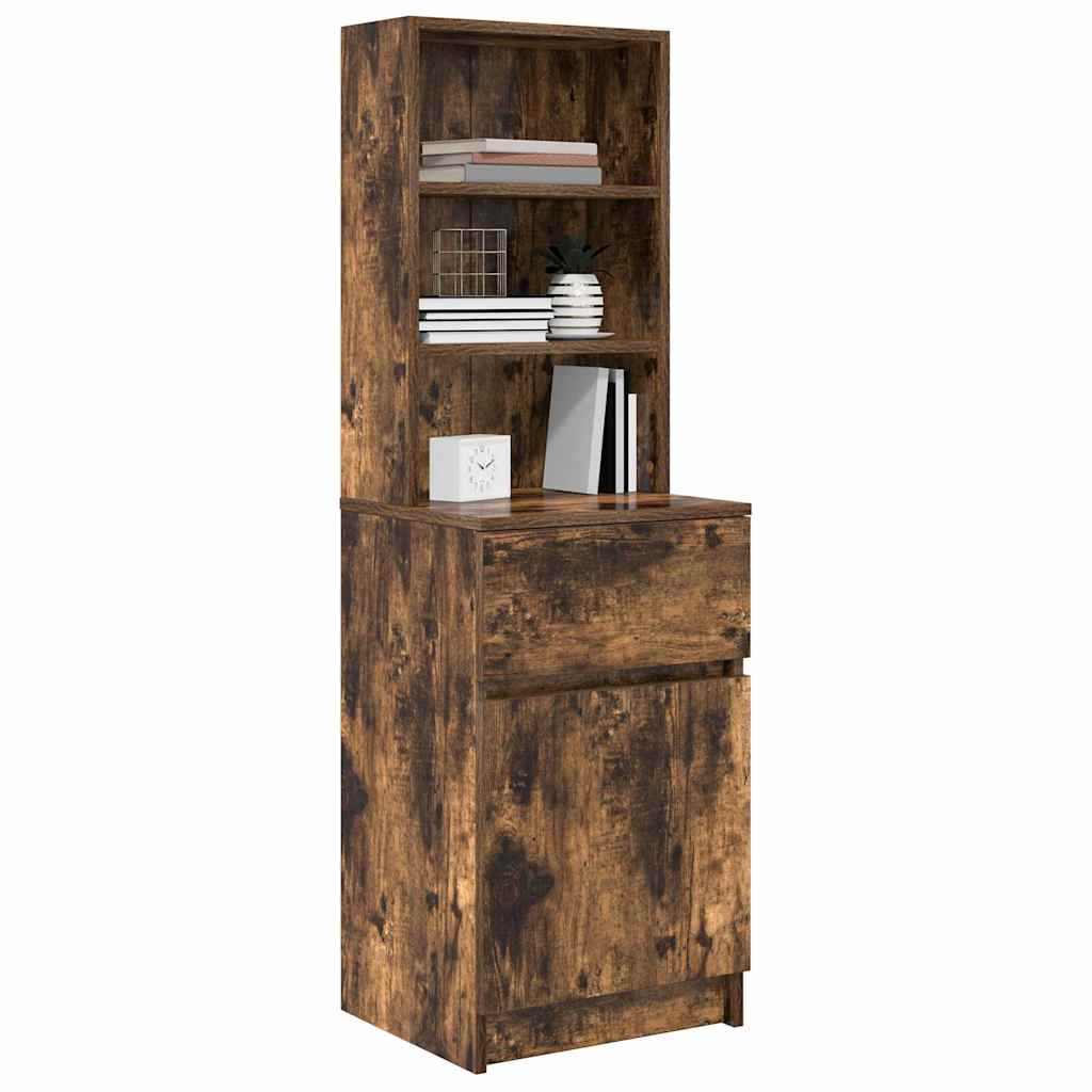 vidaXL Bedside Cabinet Smoked Oak 39x35x125 cm Engineered Wood