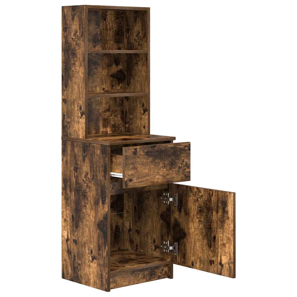 vidaXL Bedside Cabinet Smoked Oak 39x35x125 cm Engineered Wood