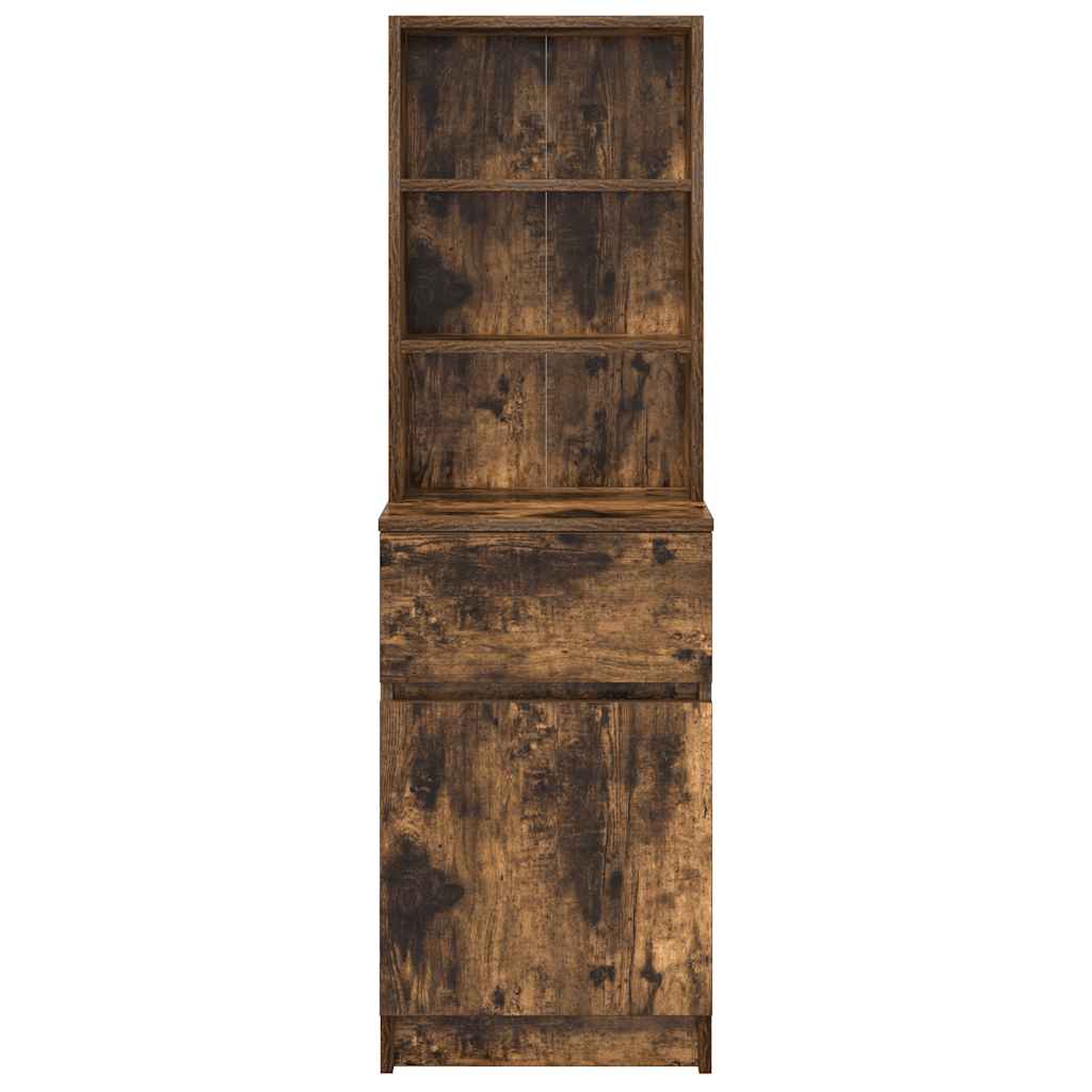 vidaXL Bedside Cabinet Smoked Oak 39x35x125 cm Engineered Wood