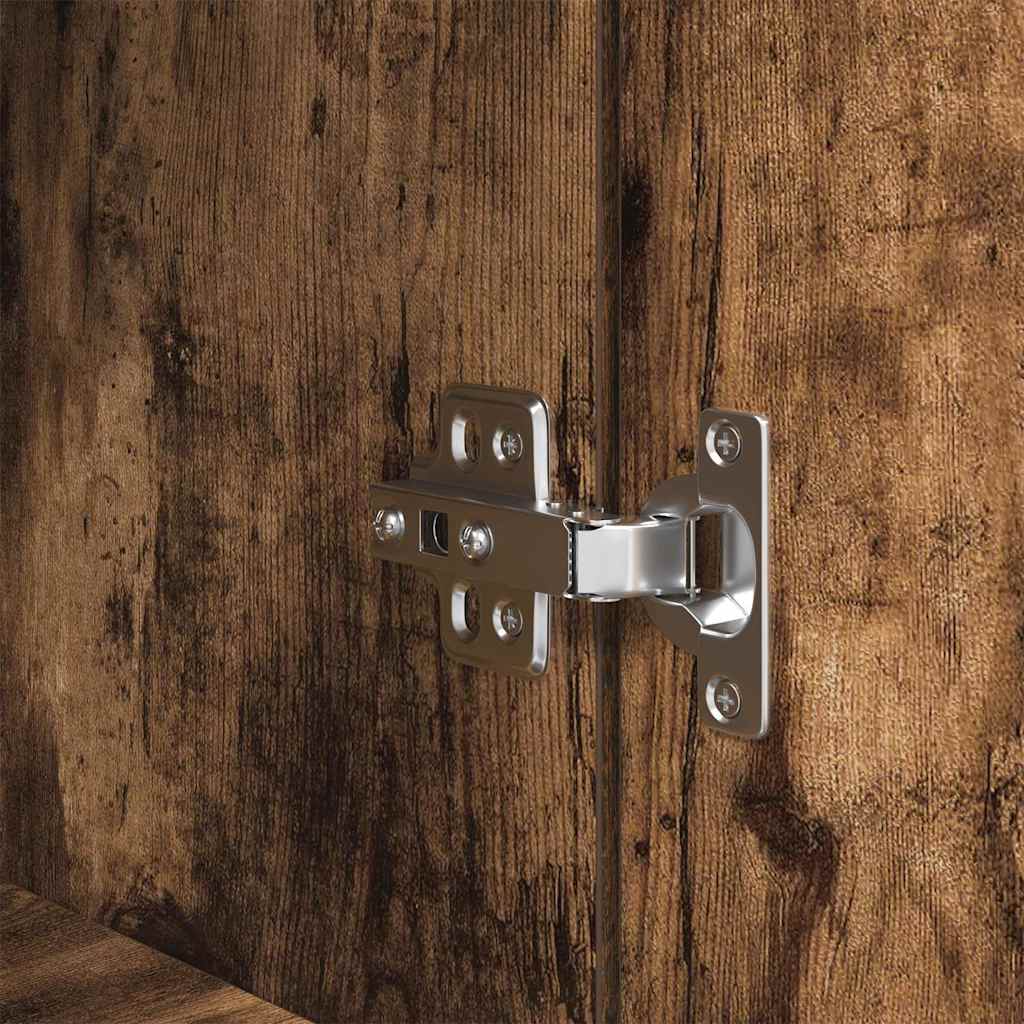 vidaXL Bedside Cabinet Smoked Oak 39x35x125 cm Engineered Wood