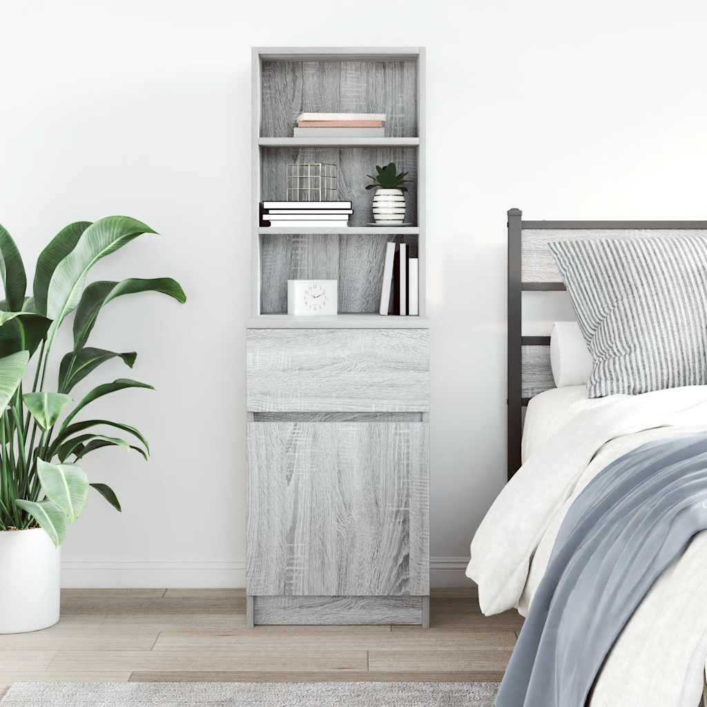 Bedside Cabinet Grey Sonoma 39x35x125 cm Engineered Wood