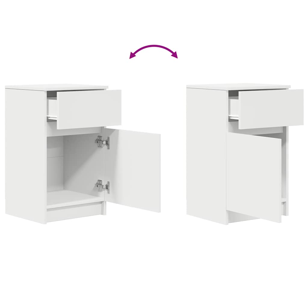 vidaXL Bedside Cabinet White 39x35x65 cm Engineered Wood