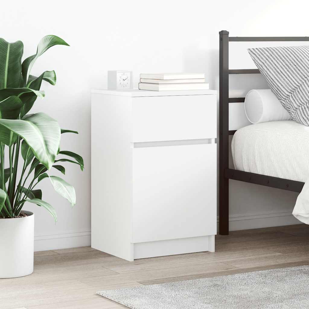 vidaXL Bedside Cabinet White 39x35x65 cm Engineered Wood