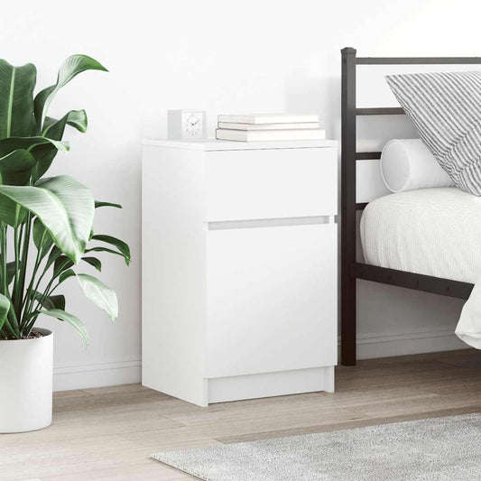 vidaXL Bedside Cabinet White 39x35x65 cm Engineered Wood