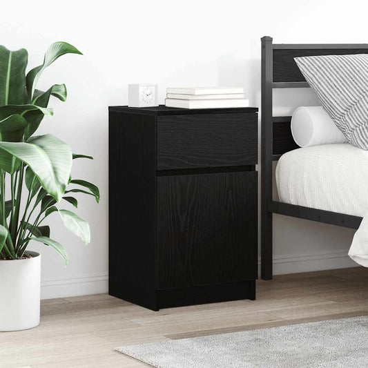 vidaXL Bedside Cabinet Black 39x35x65 cm Engineered Wood